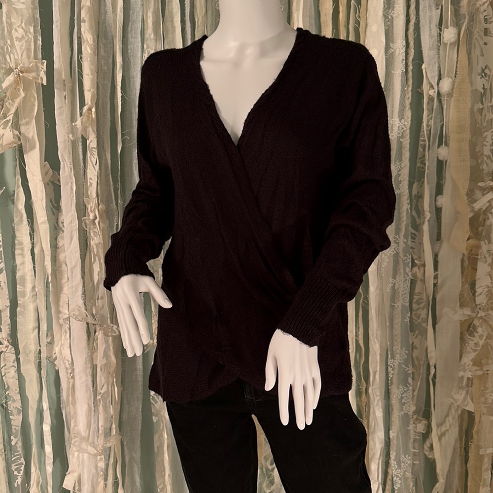 Black twist front sweater